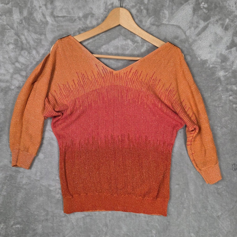 INC International Concepts Ombre Metallic Cold Shoulder Sweater Size M Glam Fall - Picture 7 of 7